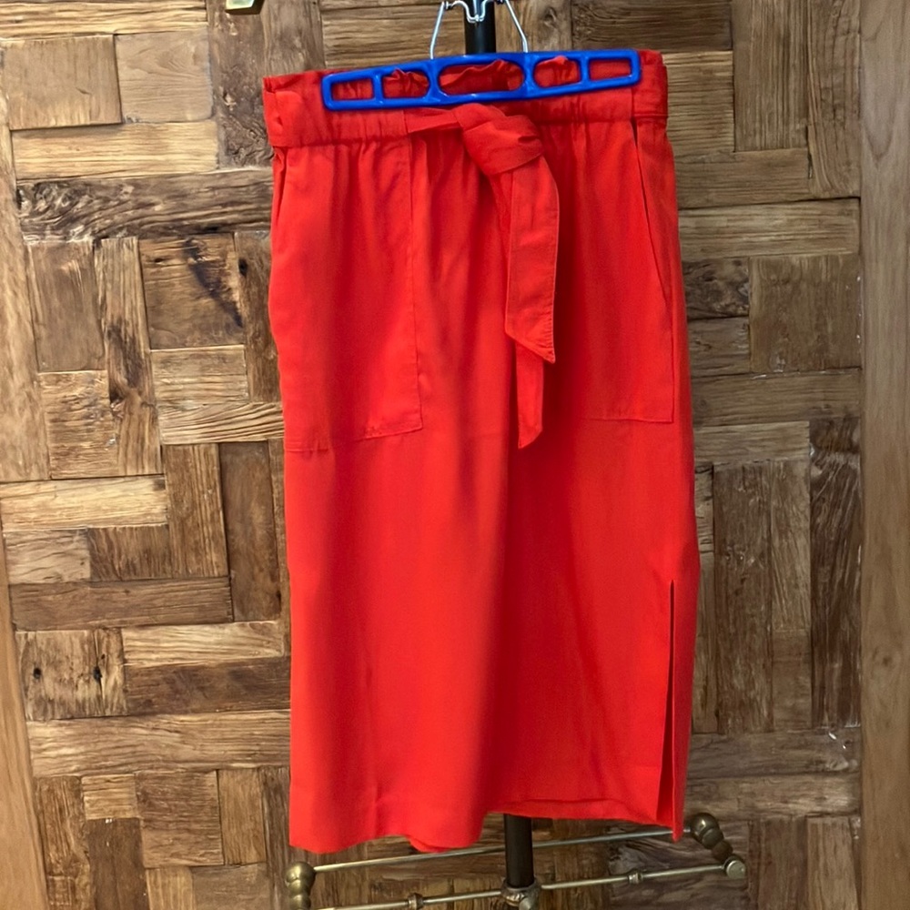 Ann Taylor Red Pencil Skirt with Tie Front